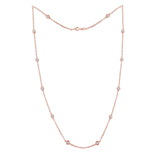 14K Gold 1ct TDW Diamond Station Necklace (H-I, SI2-I1)