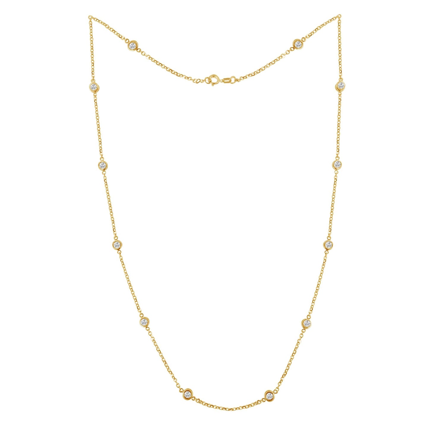 14K Gold 1ct TDW Diamond Station Necklace (H-I, SI2-I1)