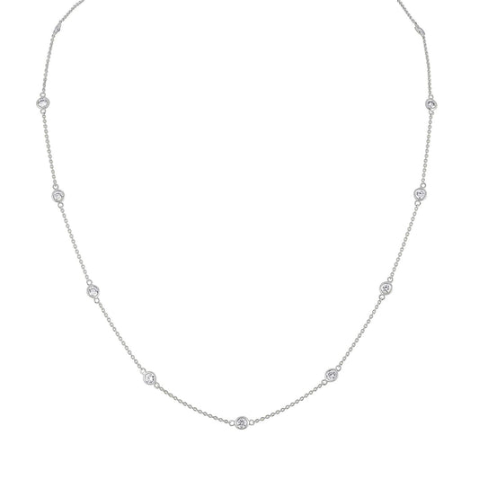 14K Gold Diamond Station Necklace (1 1/10 cttw, H-I Color, VS2-SI1 Clarity)