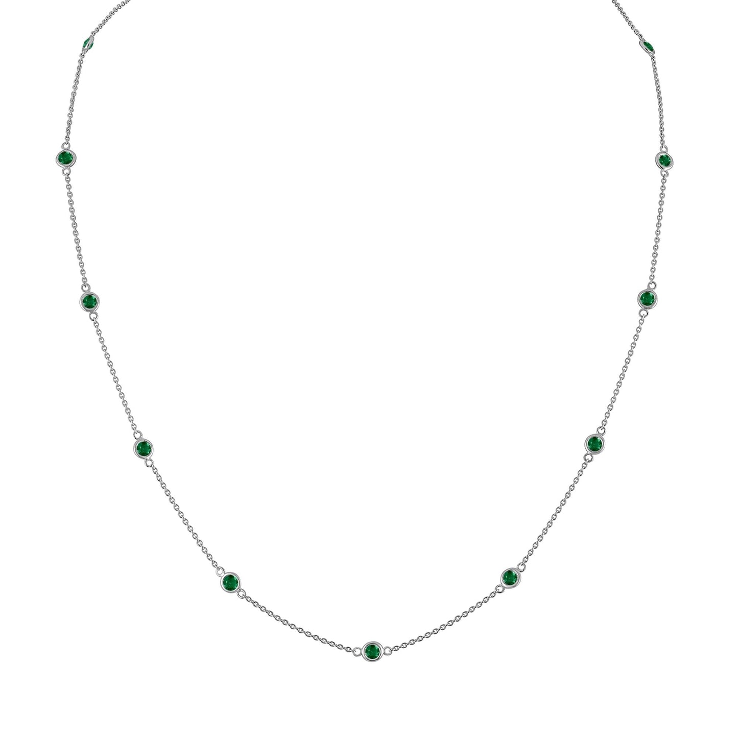 Sterling Silver Green Treated Diamond Station Necklace (1 cttw, Green Color, I1-I2 Clarity)