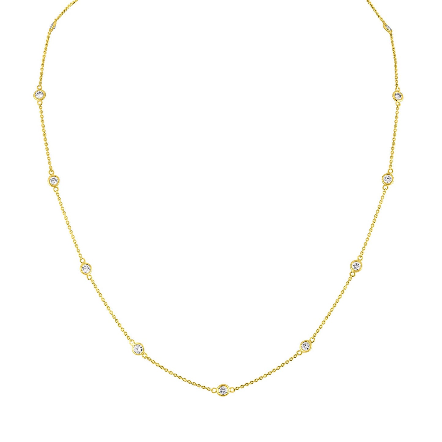 14K Gold Diamond Station Necklace (1 1/10 cttw, H-I Color, VS2-SI1 Clarity)