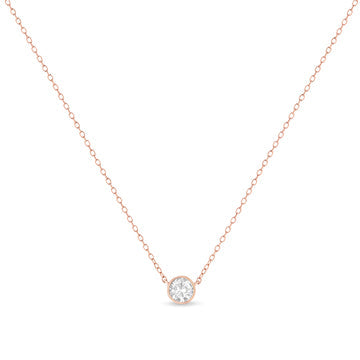 .925 Sterling Silver 1/2 Cttw Diamond Bezel 18" Pendant Necklace (I-J Color, I2-I3 Clarity)