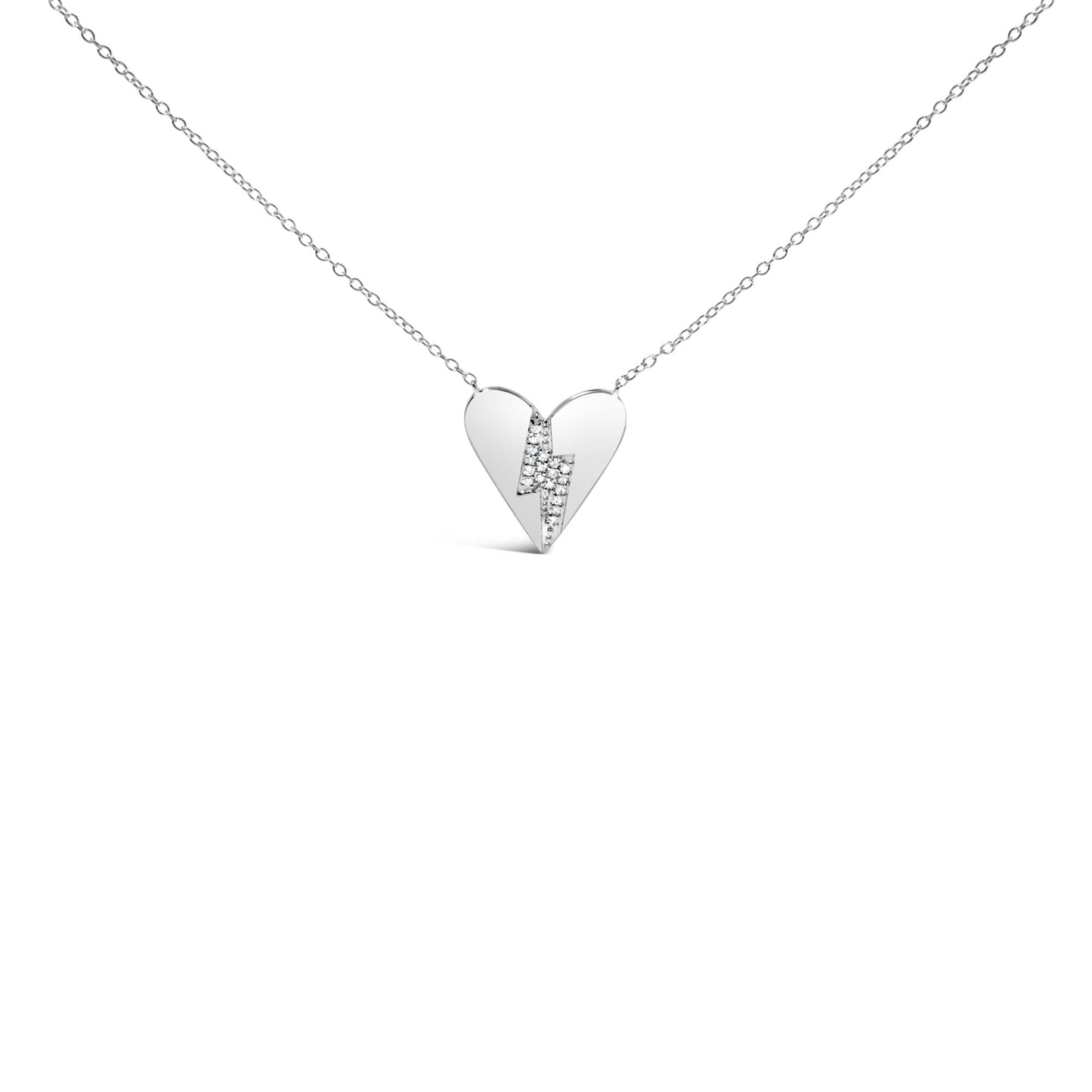 .925 Sterling Silver Diamond Broken Heart Pendant Necklace (H-I Color, I1-I2 Clarity) - 18" Inches