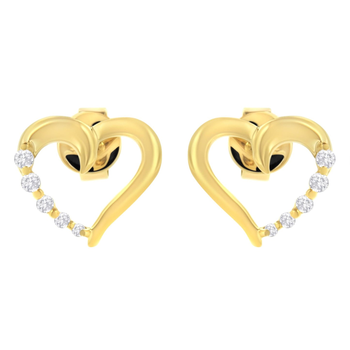 14KT Yellow Gold 1/8 cttw Diamond Journey Heart Earrings (K-L, I1-I2)