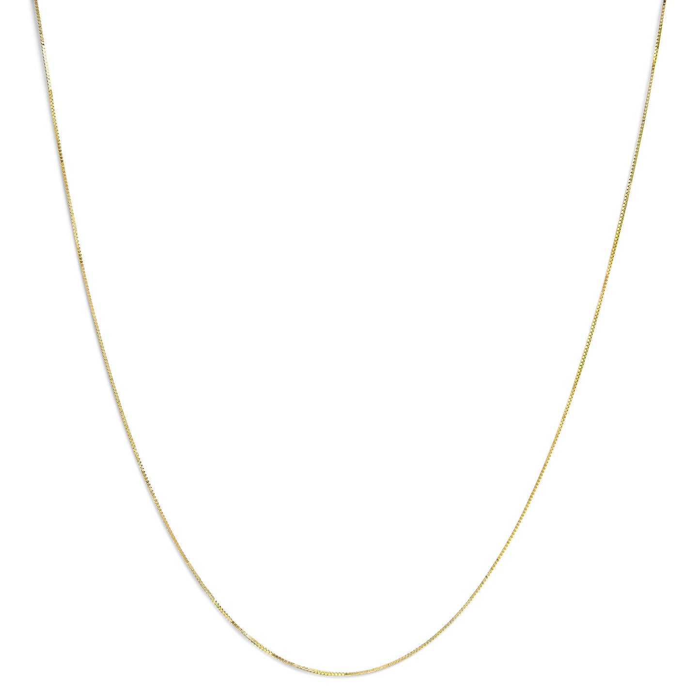 Unisex Solid 14K Gold 0.75mm Classic Box Chain Necklace