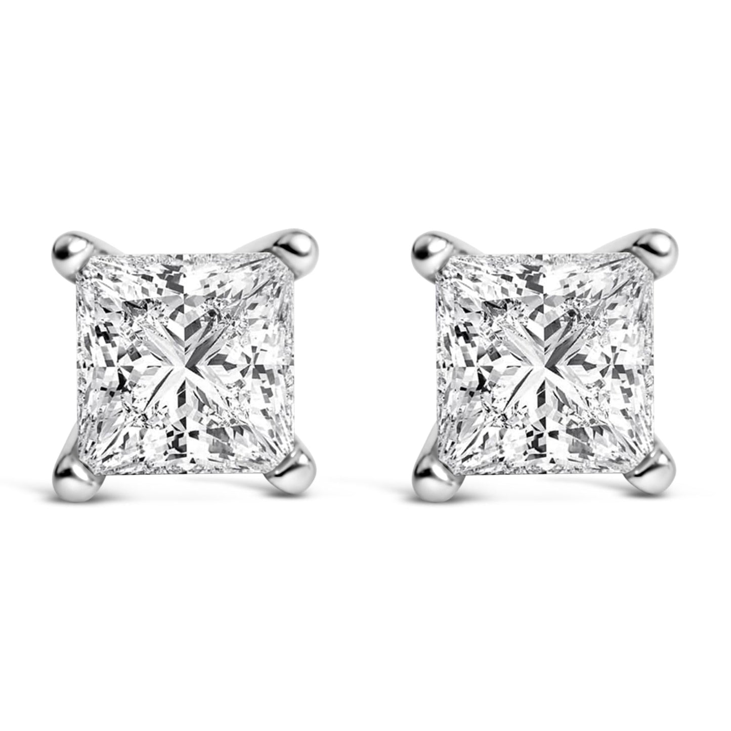 Platinum 1.00 Cttw Princess-cut Diamond Solitaire Stud Earrings (H-I Color, VS2-SI1 Clarity)