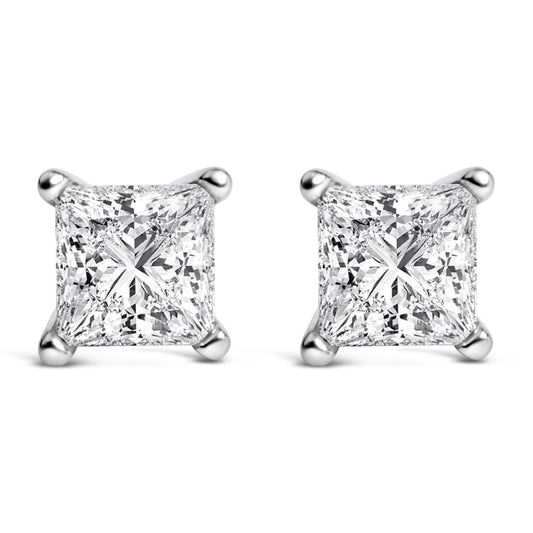 Platinum 1.00 Cttw Princess-cut Diamond Solitaire Stud Earrings (H-I Color, VS2-SI1 Clarity)