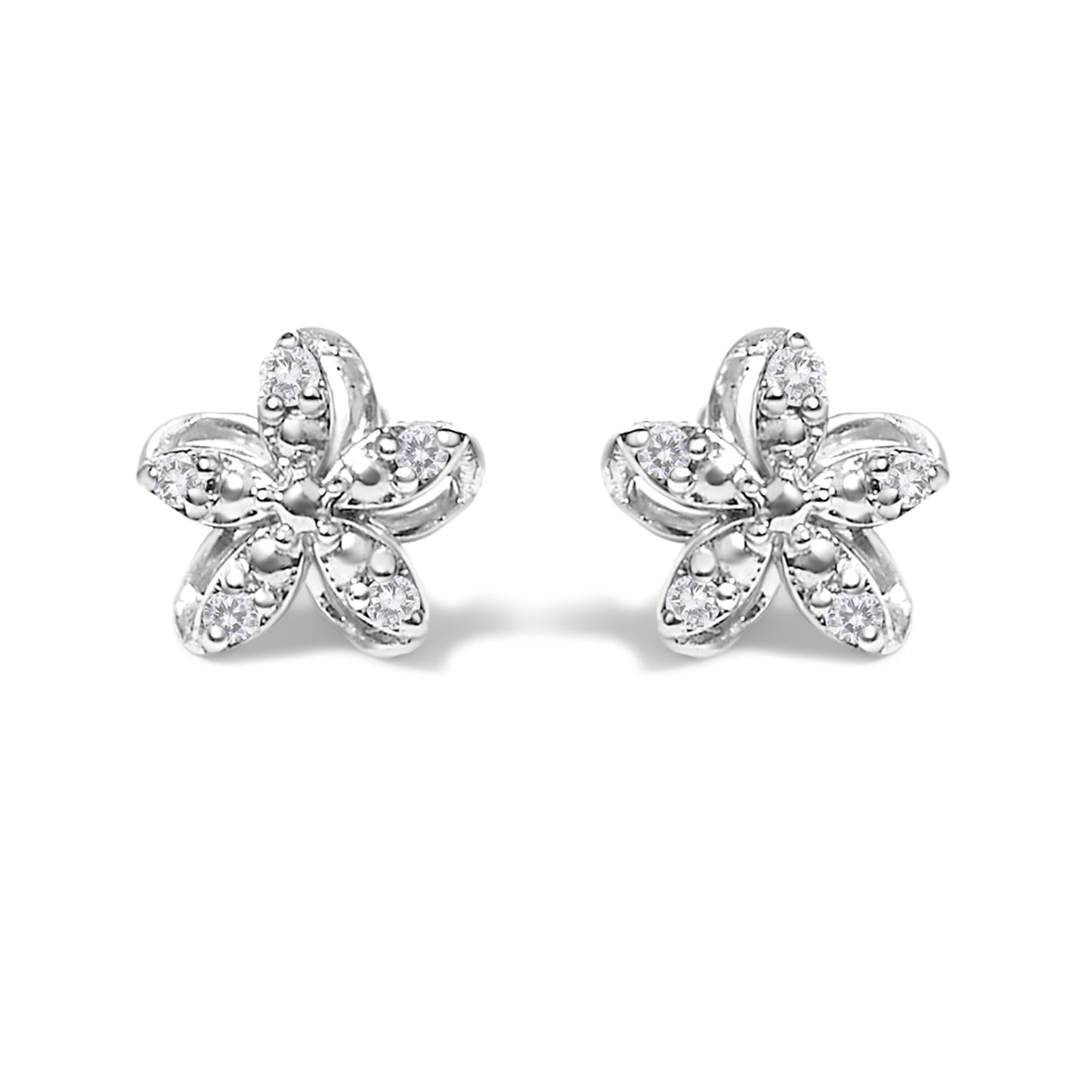 .925 Sterling Silver Diamond Accent Flower Stud Earrings (K-L Color, I2-I3 Clarity)