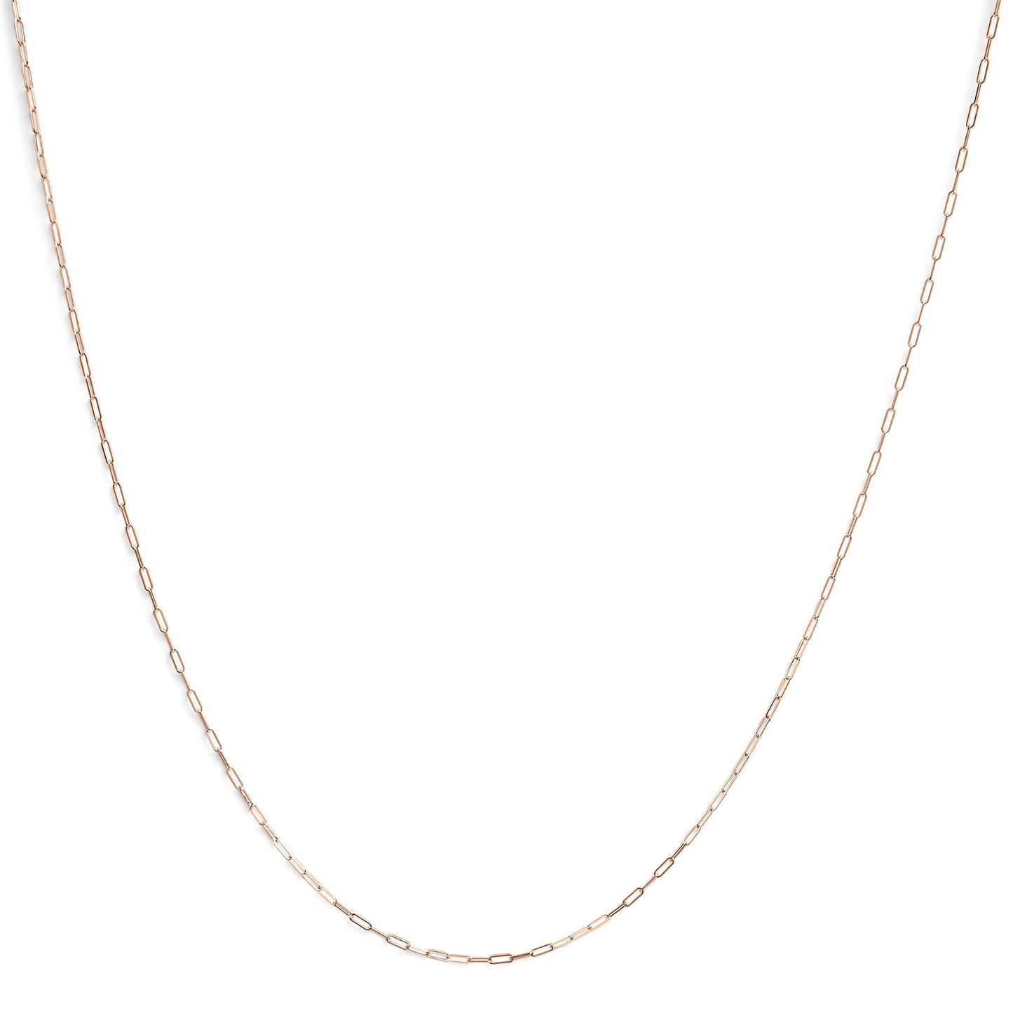 Unisex Solid 14K Gold 1.5mm Paperclip Chain Necklace - Choice of Length and Metal Color