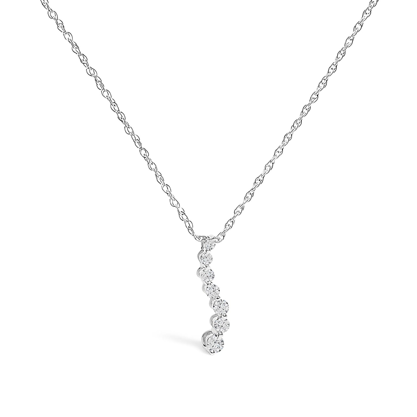 .925 Sterling Silver 1/4 Cttw Lab Grown Diamond Journey Pendant Necklace - 18" Inches