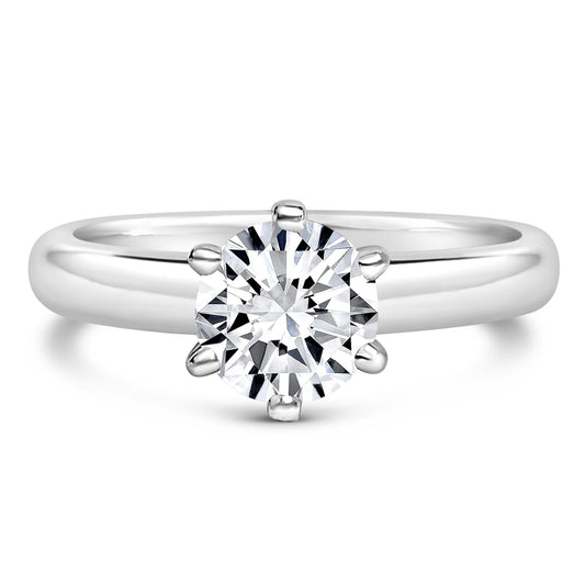 .950 Platinum 1.0 Cttw 6 Prong Set Diamond Solitaire Engagement Ring (H-I Color, VS2-SI1 Clarity) - Ring Size 7