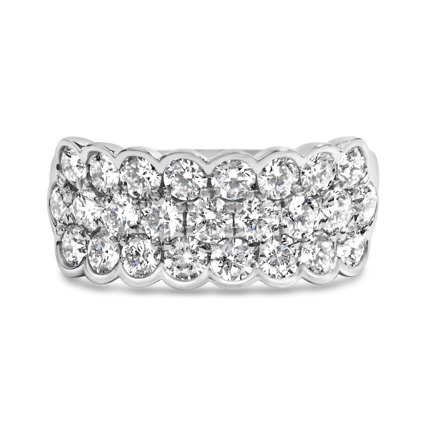 950 Platinum 2.00 Cttw Diamond 3 Row Band Ring (G-H Color, VS2-SI1 Clarity)