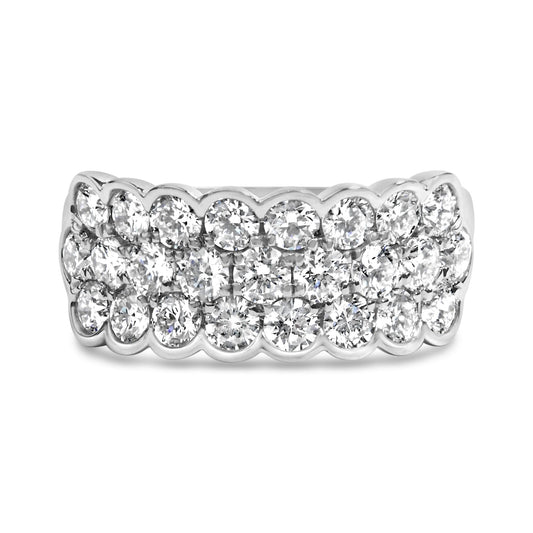 950 Platinum 2.00 Cttw Diamond 3 Row Band Ring (G-H Color, VS2-SI1 Clarity)