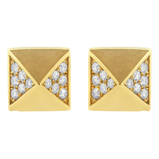 14K Yellow Gold 1/4 Cttw Diamond Pyramid Stud Earring (G-H Color, SI1-SI2 Clarity)