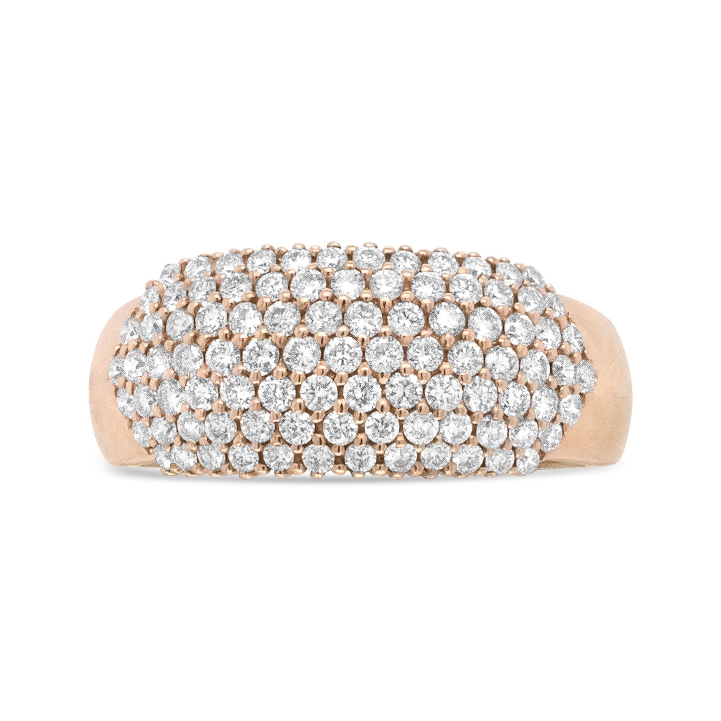 18K Rose Gold 1.00 Cttw Diamond Multi Row Dome Band Ring (F-G Color, VS1-VS2 Clarity)