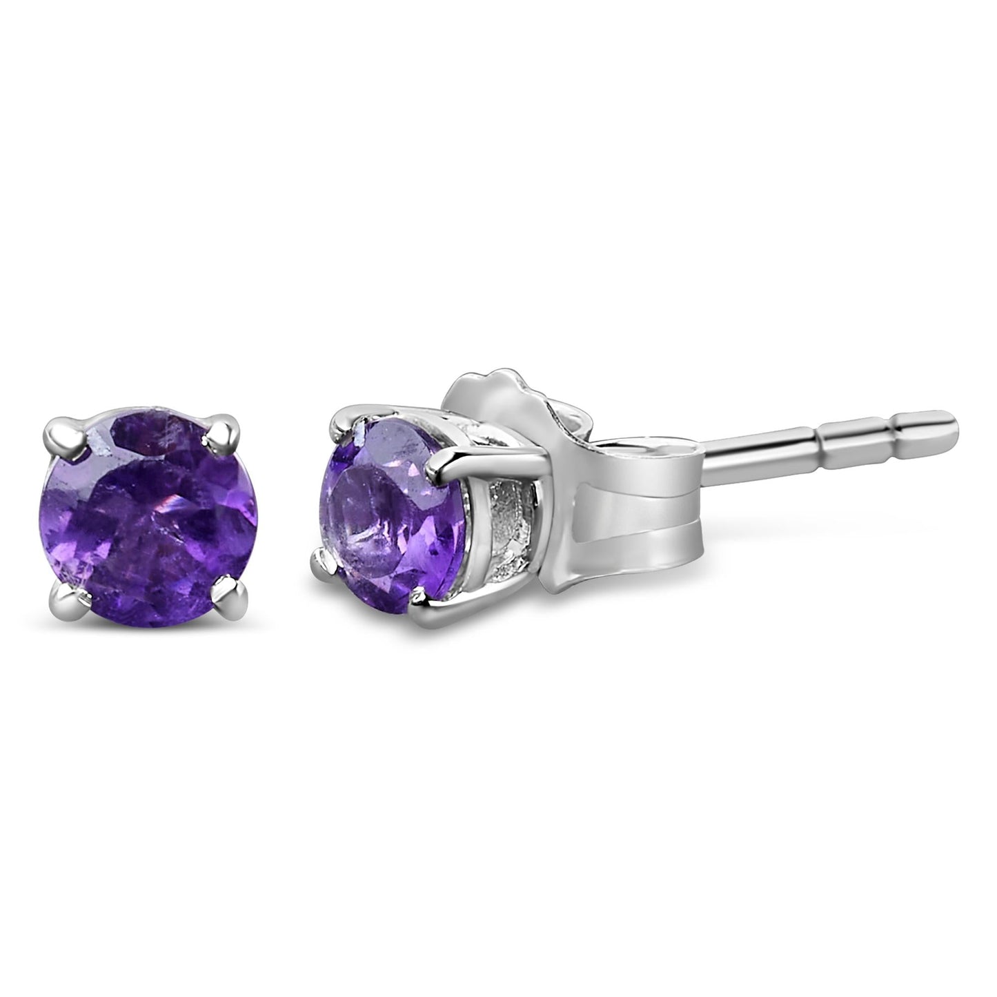 .925 Sterling Silver 3.5 MM Created Birthstone Solitaire Stud Earrings - Choice of Gemstone