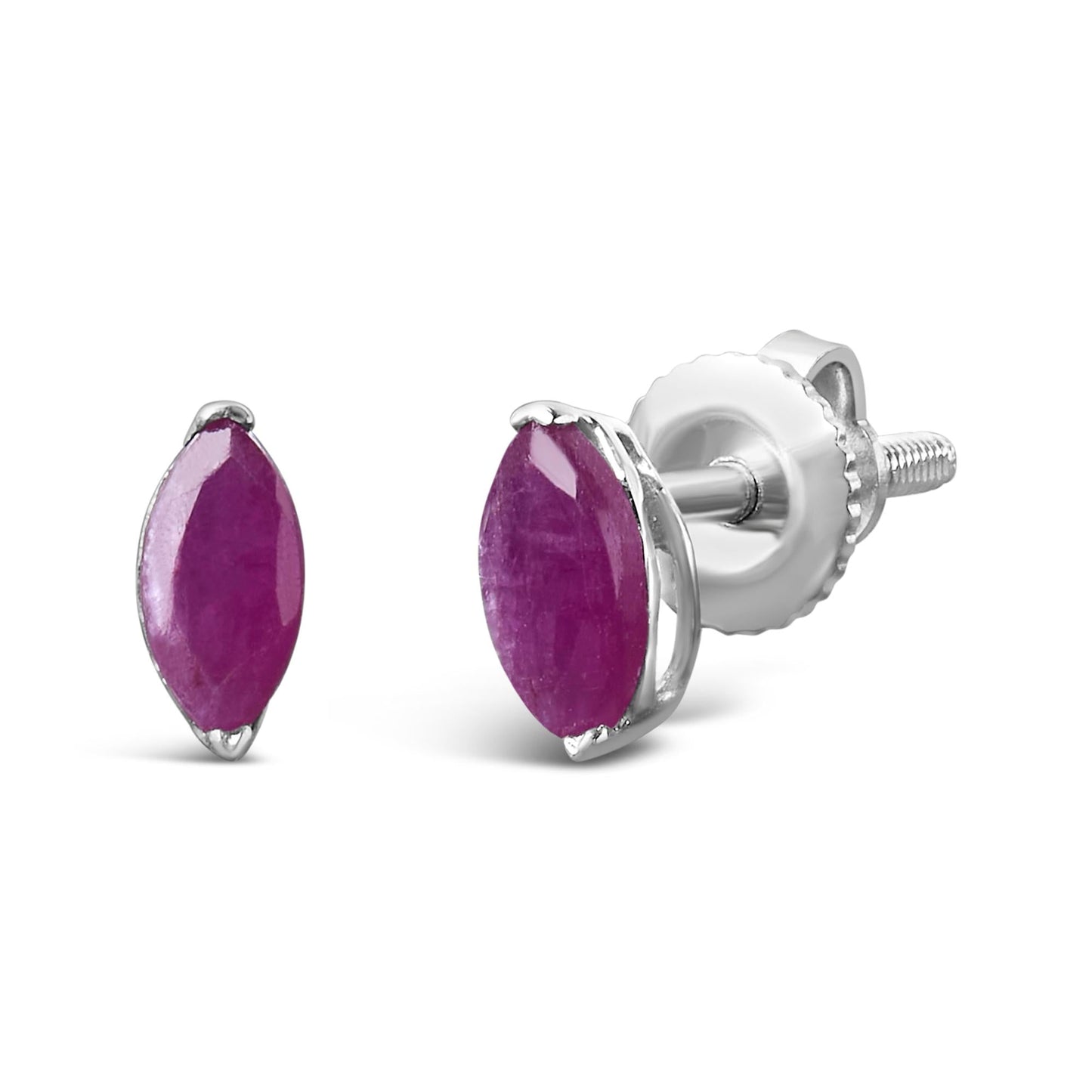 .925 Sterling Silver 1/2 Cttw Created Pink Ruby Gemstone Solitaire Stud Earrings