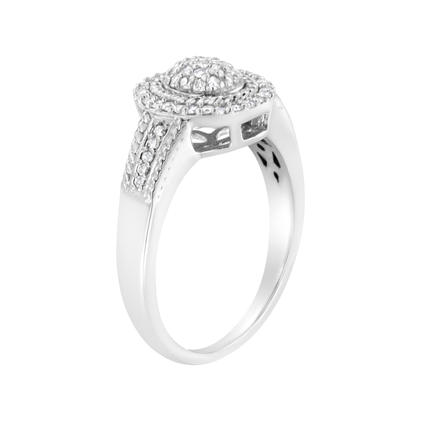 .925 Sterling Silver 1/3 Cttw Pave Set Round-Cut Diamond Braided Halo Cocktail Ring (I-J Color, I2-I3 Clarity)