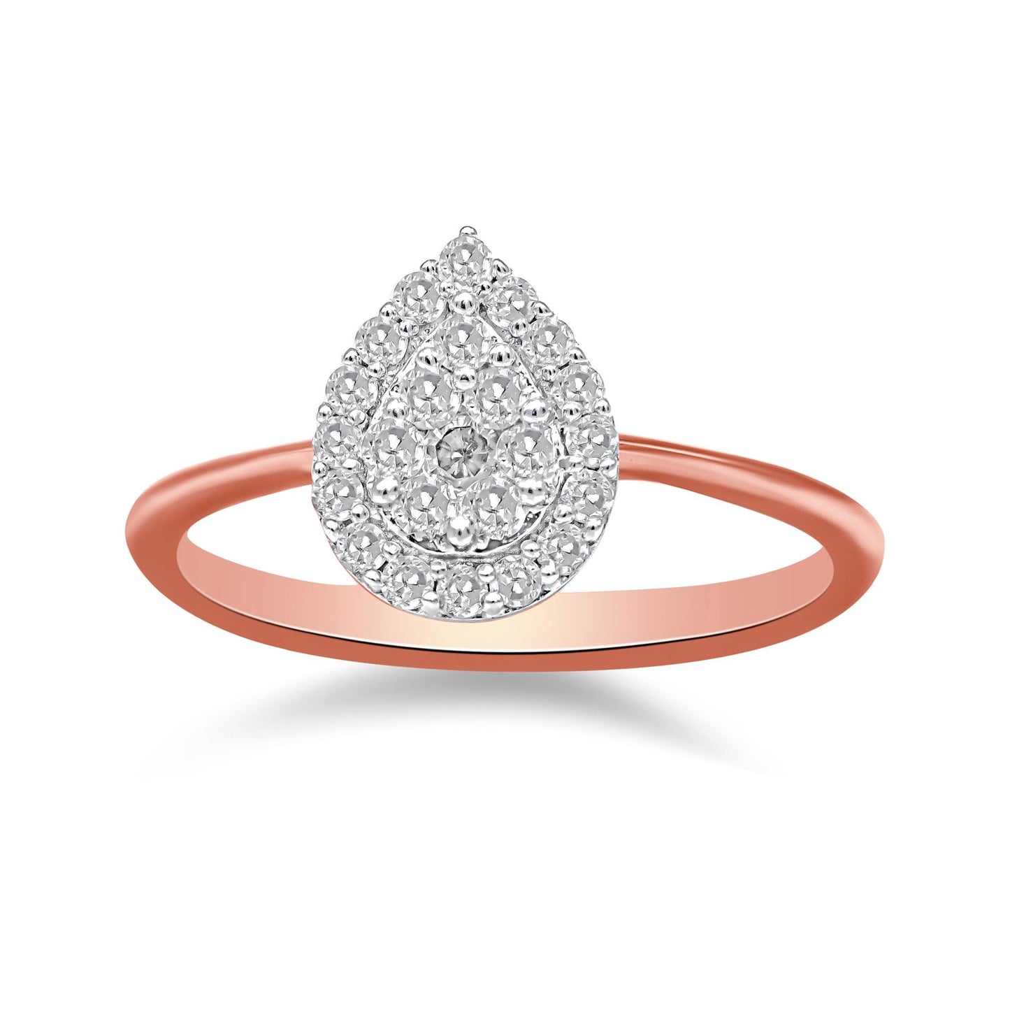 10K Rose Gold 3/8 Cttw Round-Cut Diamond Pear Promise Ring (I-J Color, I2-I3 Clarity)