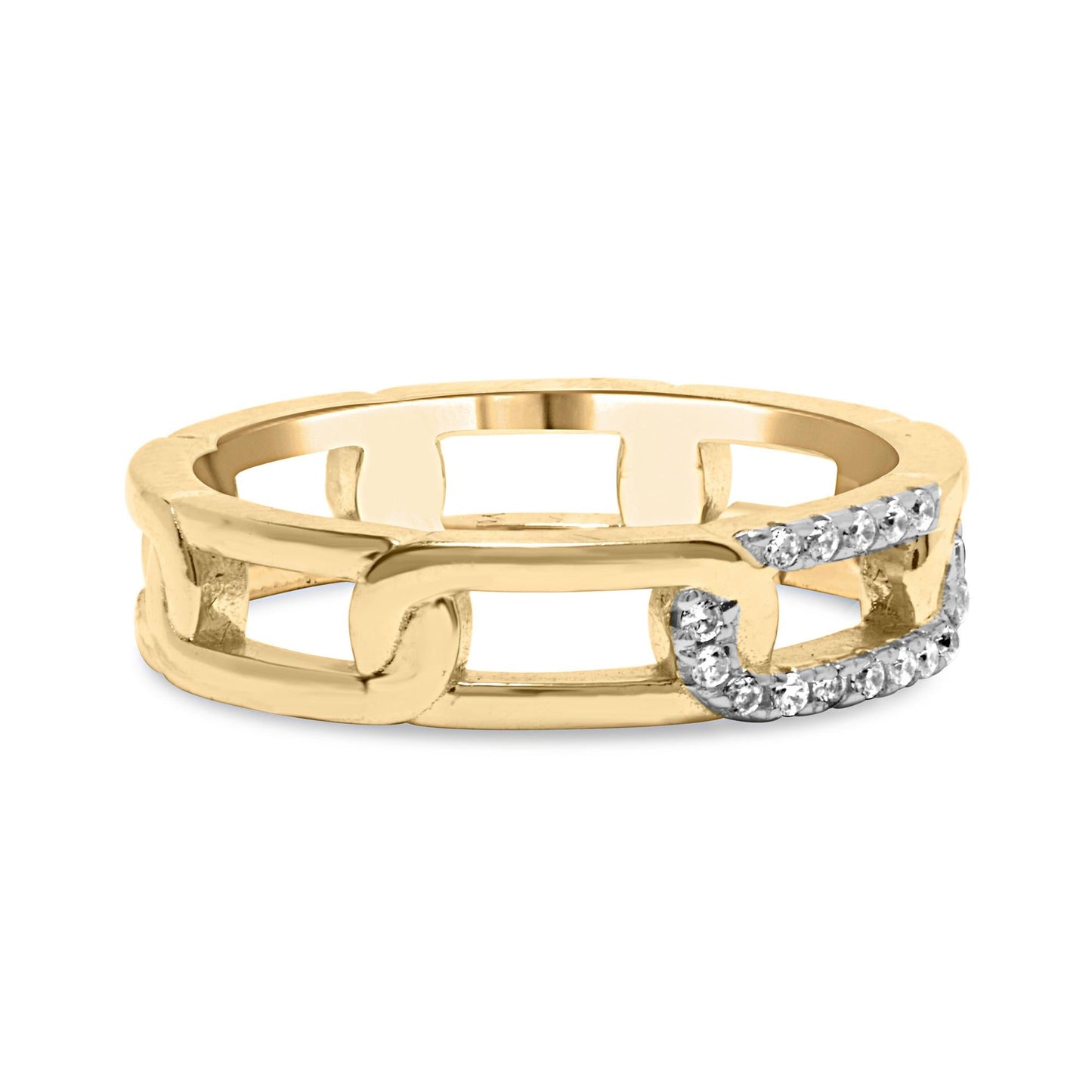 10K Yellow Gold Diamond Accent Paperclip Band Ring (I-J Color, I2-I3 Clarity)