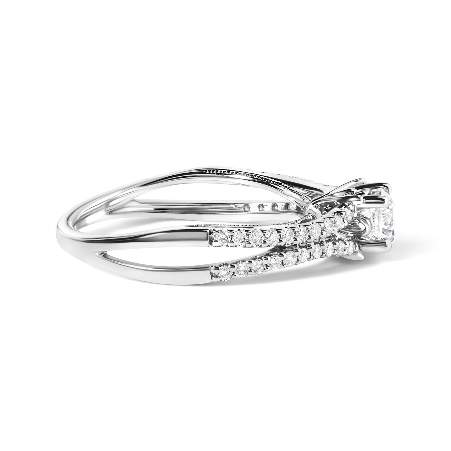 14K White Gold 5/8 Cttw Diamond Split Shank Engagement Ring  (G-H Color, VS2-SI1 Clarity) - Size 7