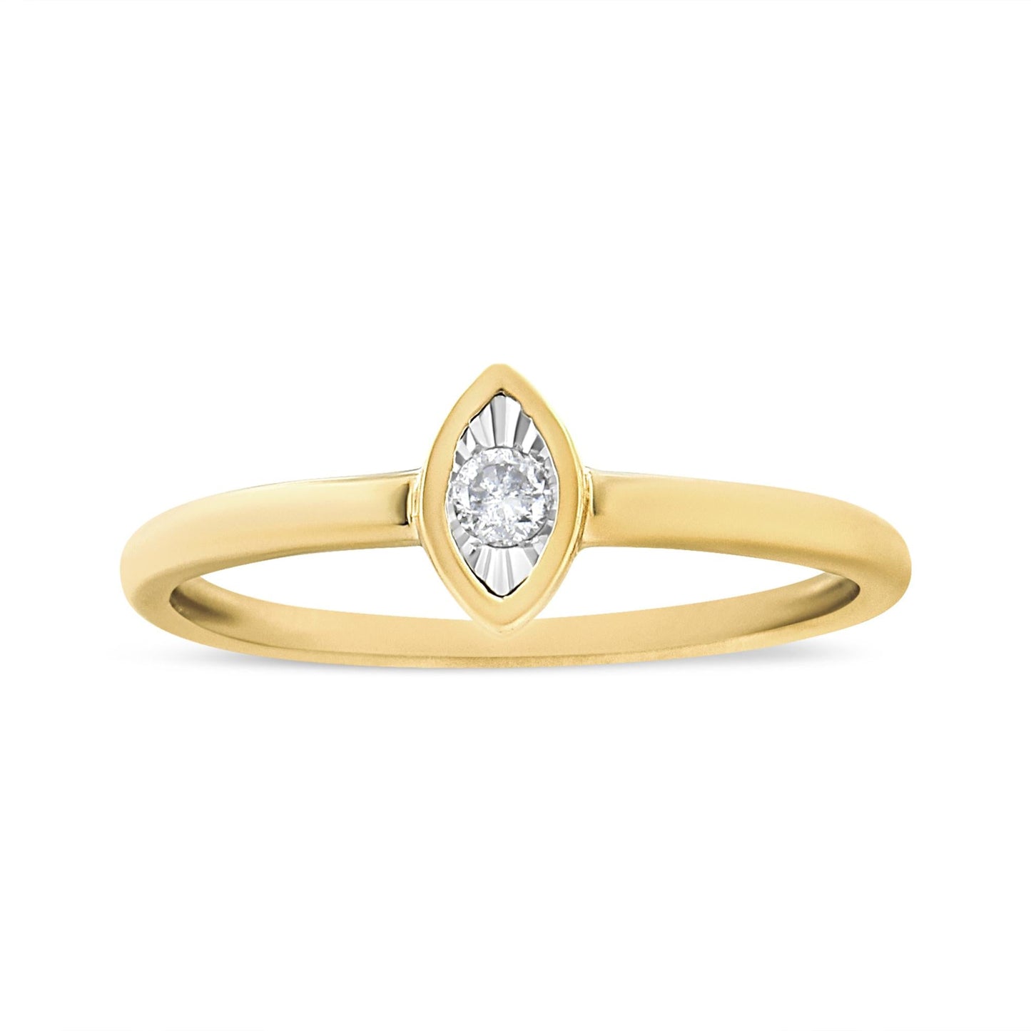 14K Yellow Gold Plated .925 Sterling Silver 1/20 Cttw Miracle Set Diamond Ring (J-K Color, I1-I2 Clarity)