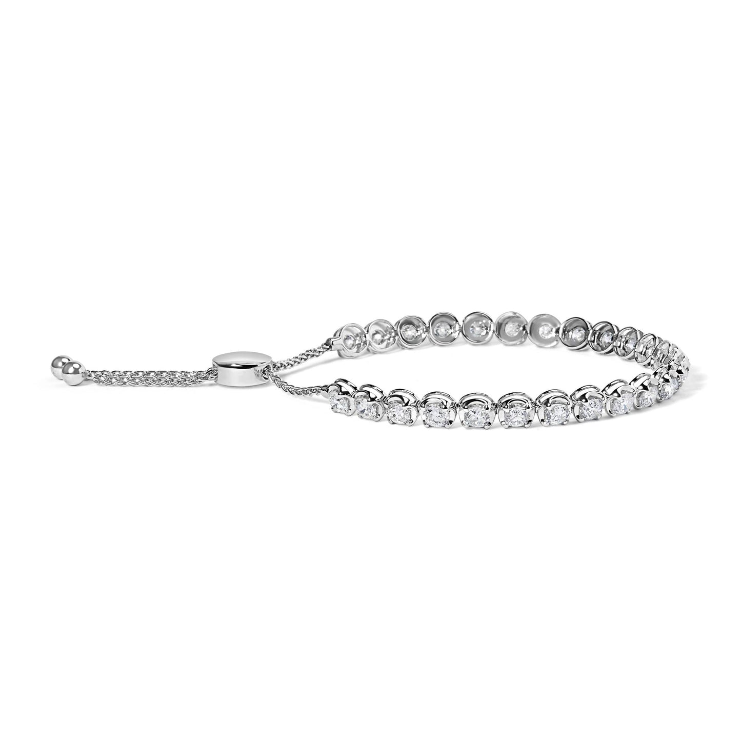 14K White Gold 6.00 Cttw Diamond 4”-10” Adjustable Bolo Tennis Bracelet (I-J Color, I1-I2 Clarity)