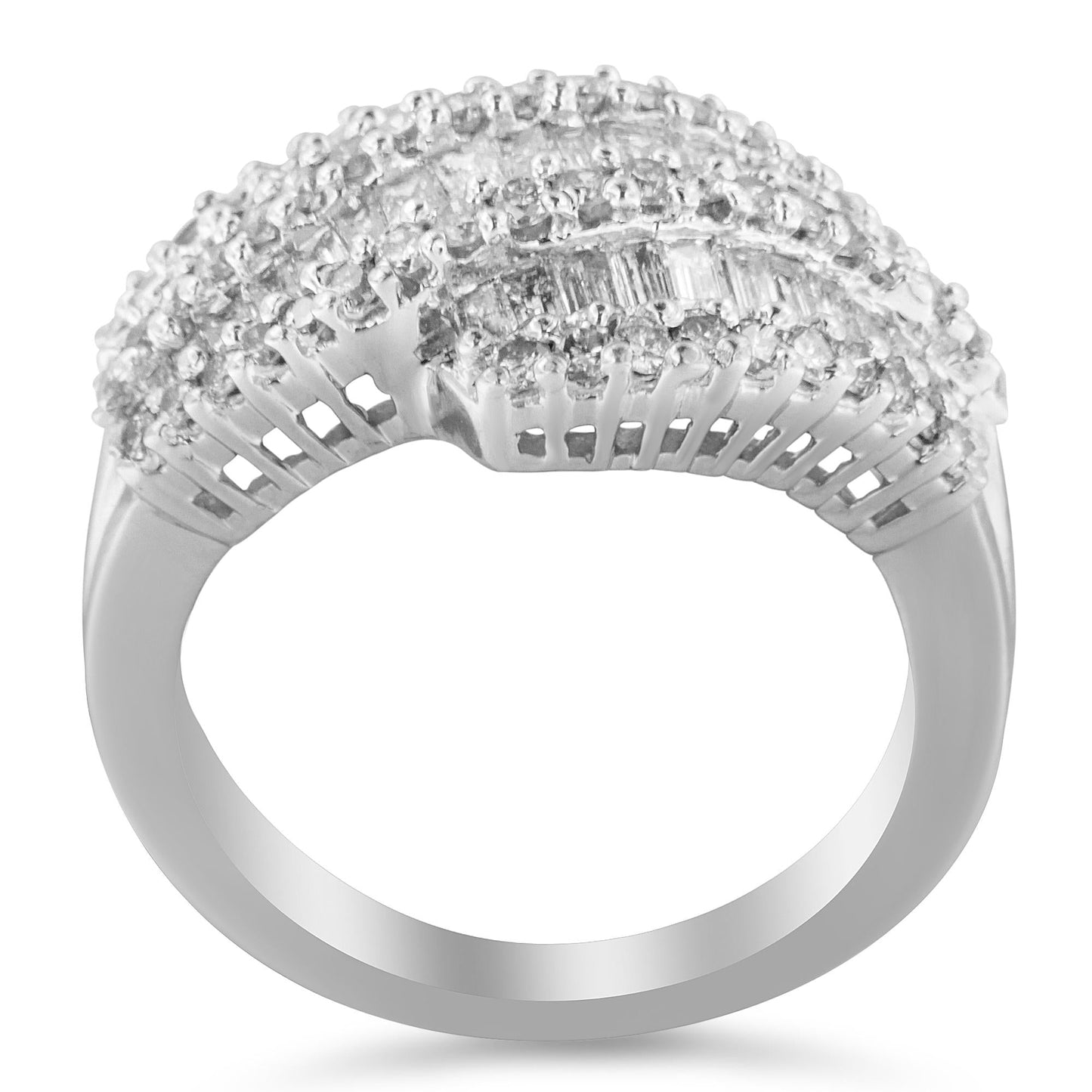 14K White Gold Diamond Cocktail Ring Band (1 3/4 Cttw, H-I Color, SI2-I1 Clarity)