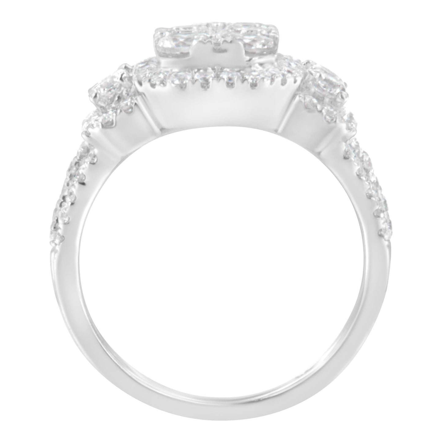 14K White Gold 2 1/4 Cttw Diamond Cocktail Cluster Ring (G-H Color, SI2-I1 Clarity)