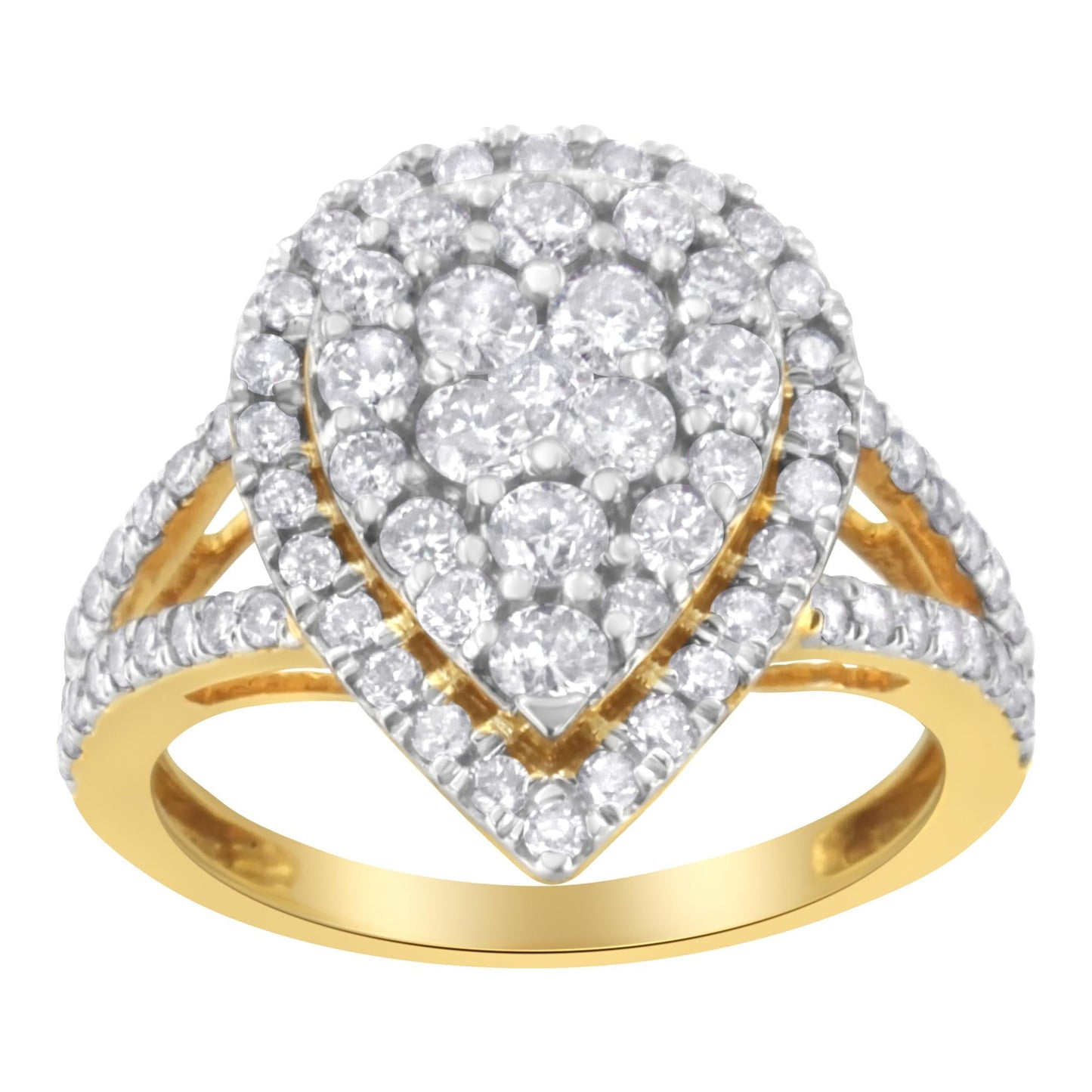 2 Micron Yellow Plated Sterling Silver Diamond Cluster Ring (1 1/2 cttw, J-K Color, I1-I2 Clarity)