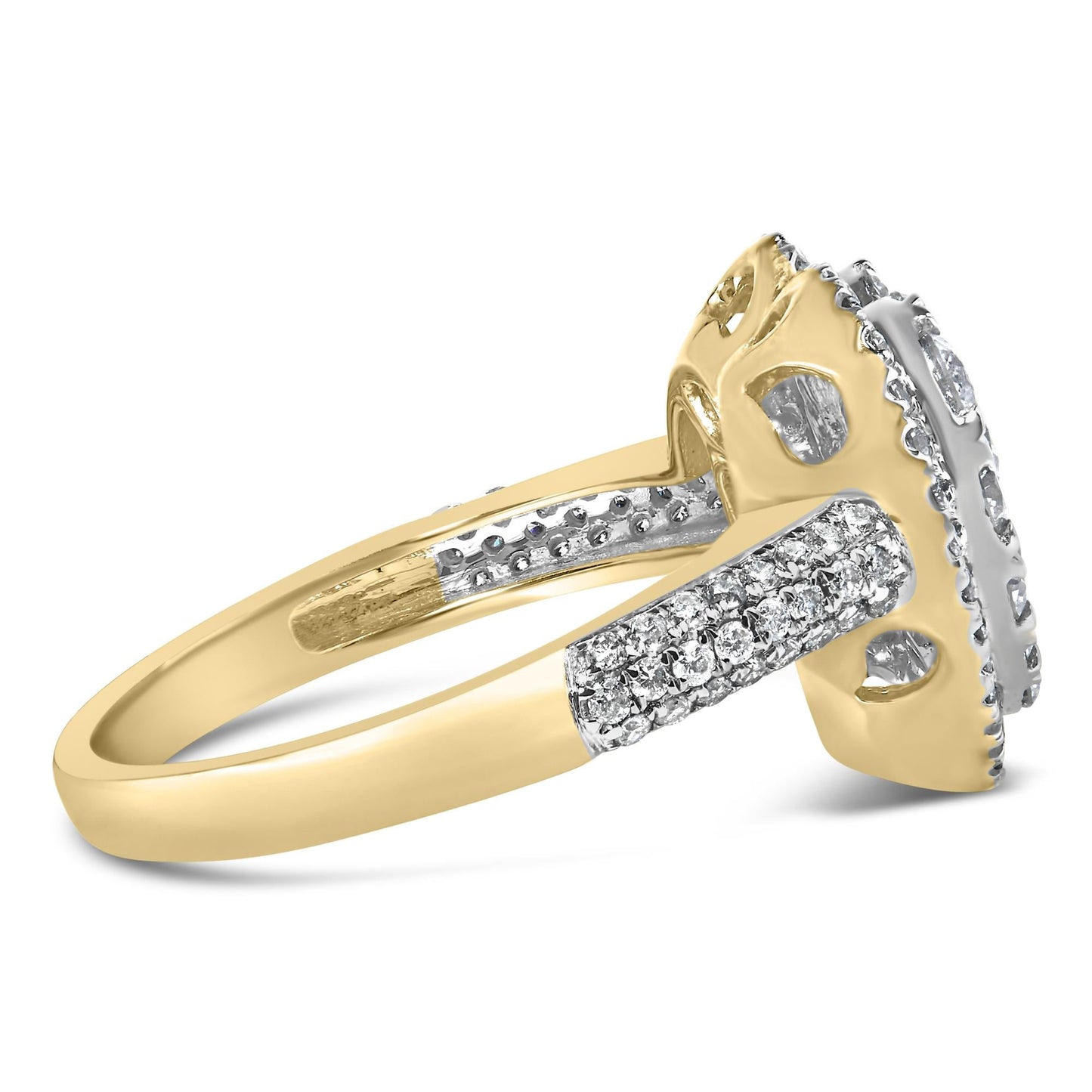 14K Yellow Gold 1 1/2 Cttw Diamond Heart Shaped Composite Ring (H-I Color, SI2-I1 Clarity) - Ring Size 7