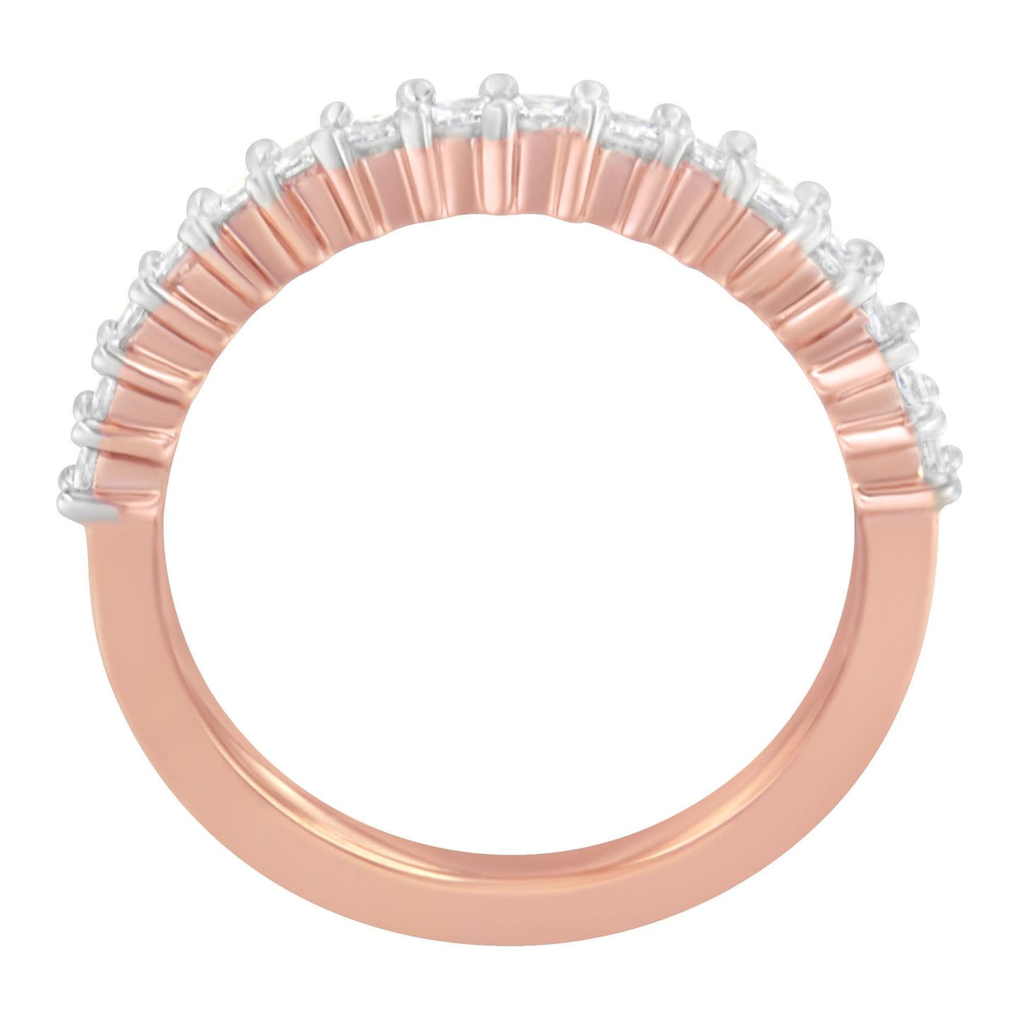 10K Rose Gold Flashed .925 Sterling Silver Diamond Band Ring (1/2 Cttw, J-K Color, I1-I2 Clarity)