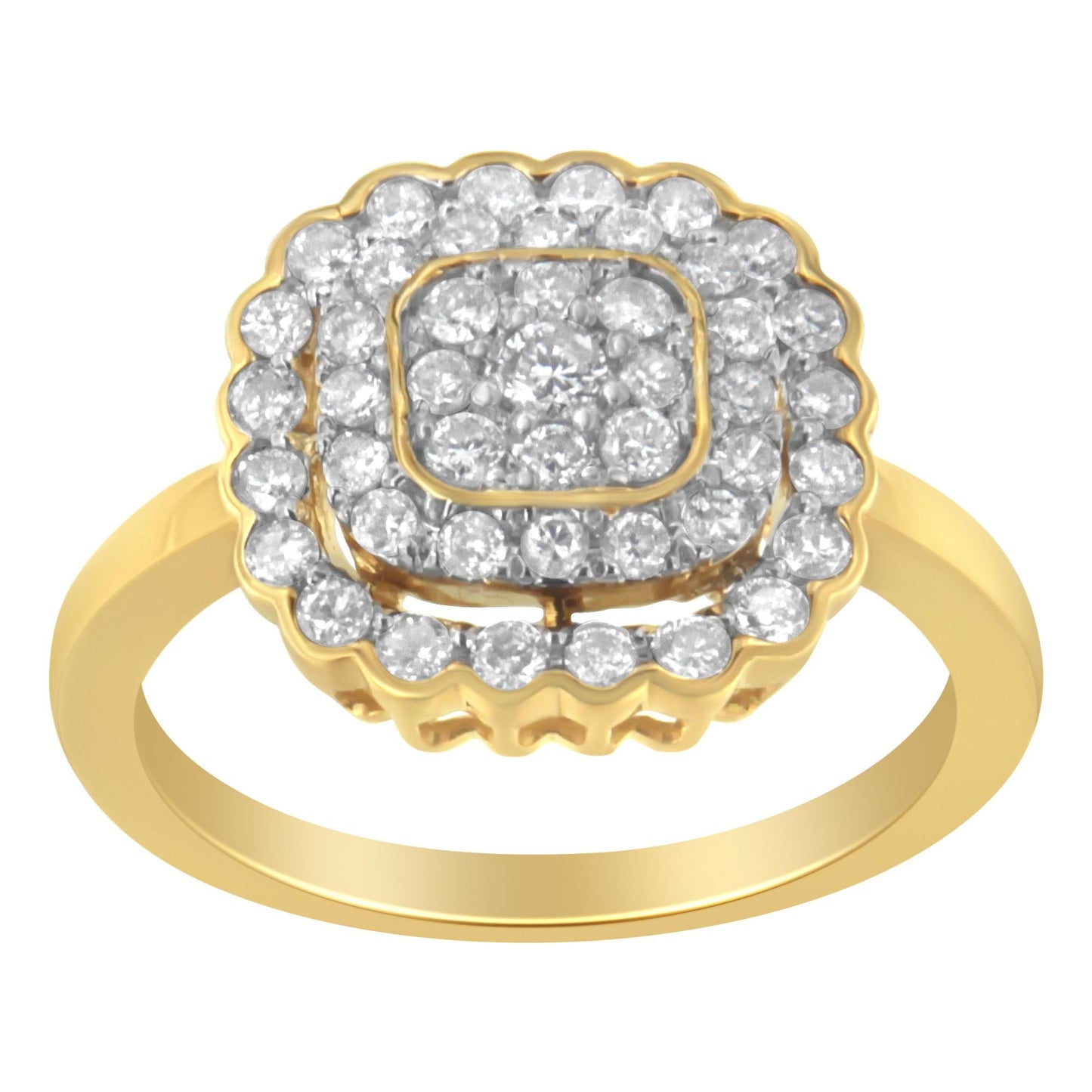 10K Yellow Gold Plated .925 Sterling Silver Diamond Cocktail Ring (3/4 Cttw, J-K Color, I2-I3 Clarity)