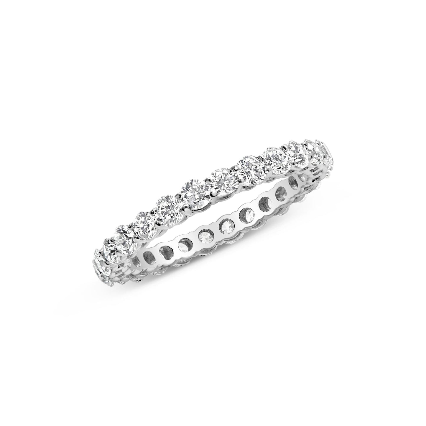 14K White Gold 2.00 Cttw Lab-Grown Diamond Eternity Band Ring (F-G Color, VS1-VS2 Clarity)