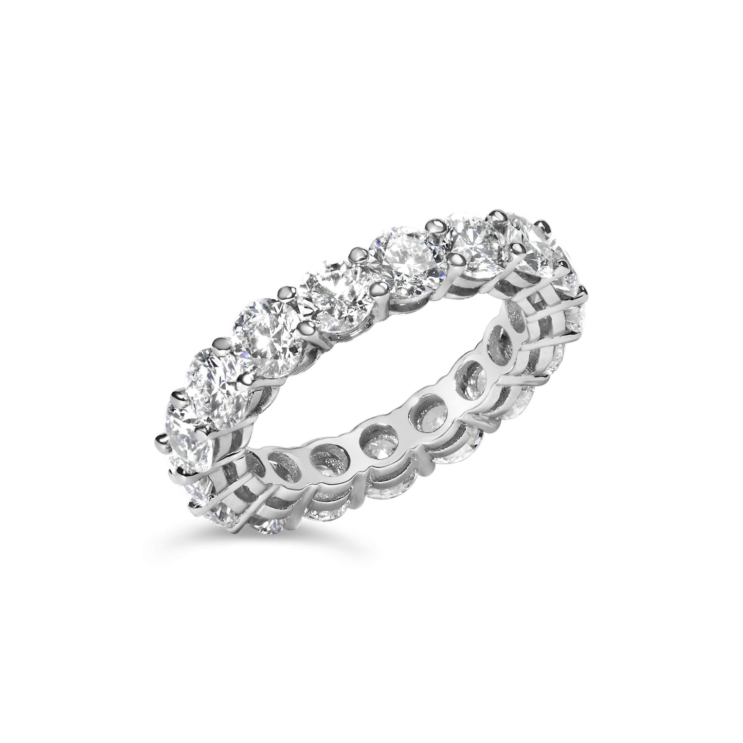 14K White Gold 5 1/4 Cttw Round Lab Grown Diamond Eternity Band Ring (F-G Color, VS1-VS2 Clarity)