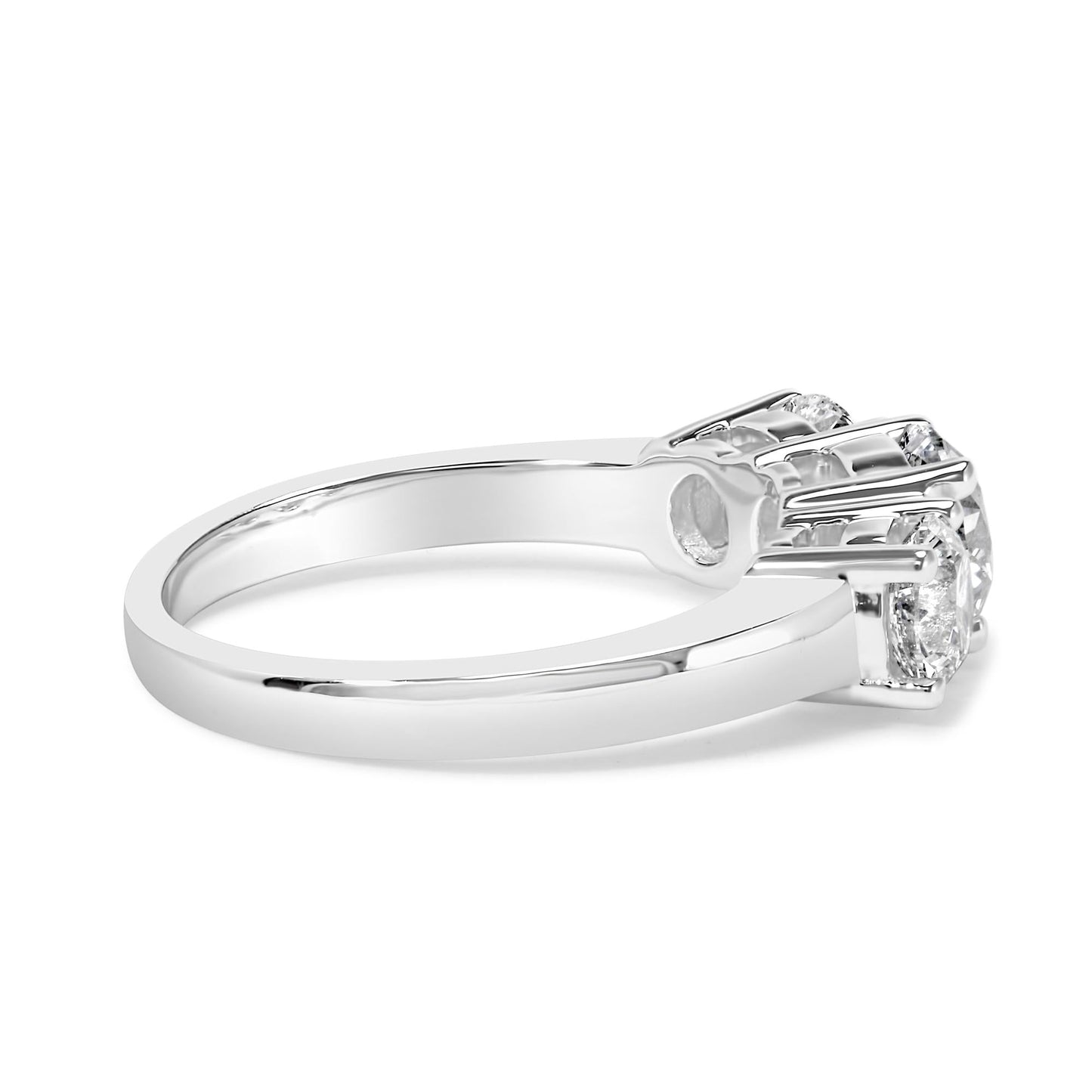 14K White Gold 2.00 Cttw Lab Grown Diamond 3 Stone Ring Band (F-G Color, VS1-VS2 Clarity)