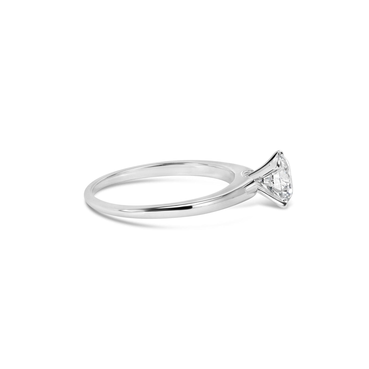 14K White Gold 1.0 Cttw Round Lab Grown Diamond 4 Prong Solitaire Engagement Ring (F-G Color, VS2-SI1 Clarity)