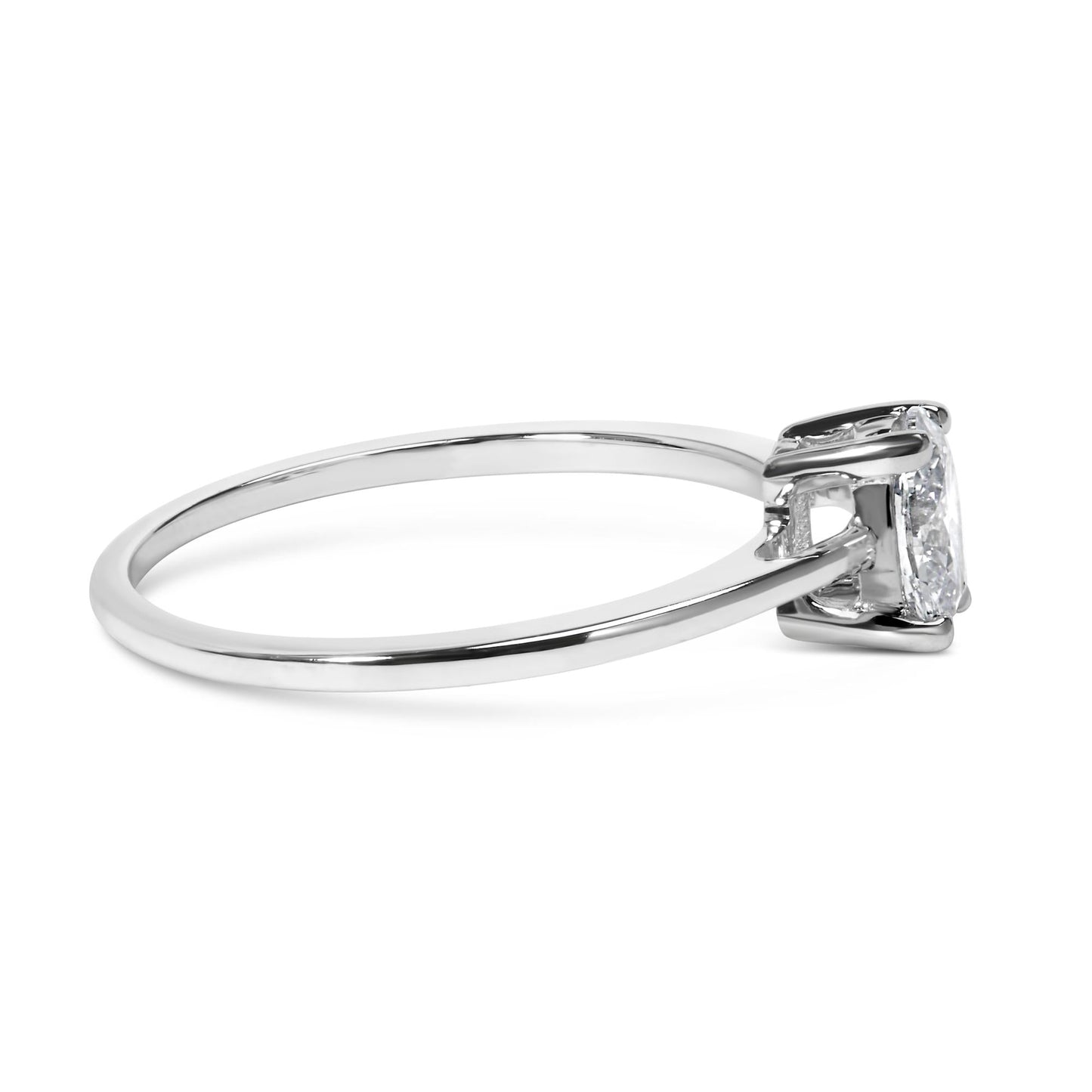 14K White Gold 1/2 Cttw Oval Lab Grown Diamond 4 Prong Solitaire Engagement Ring (F-G Color, VS2-SI1 Clarity)