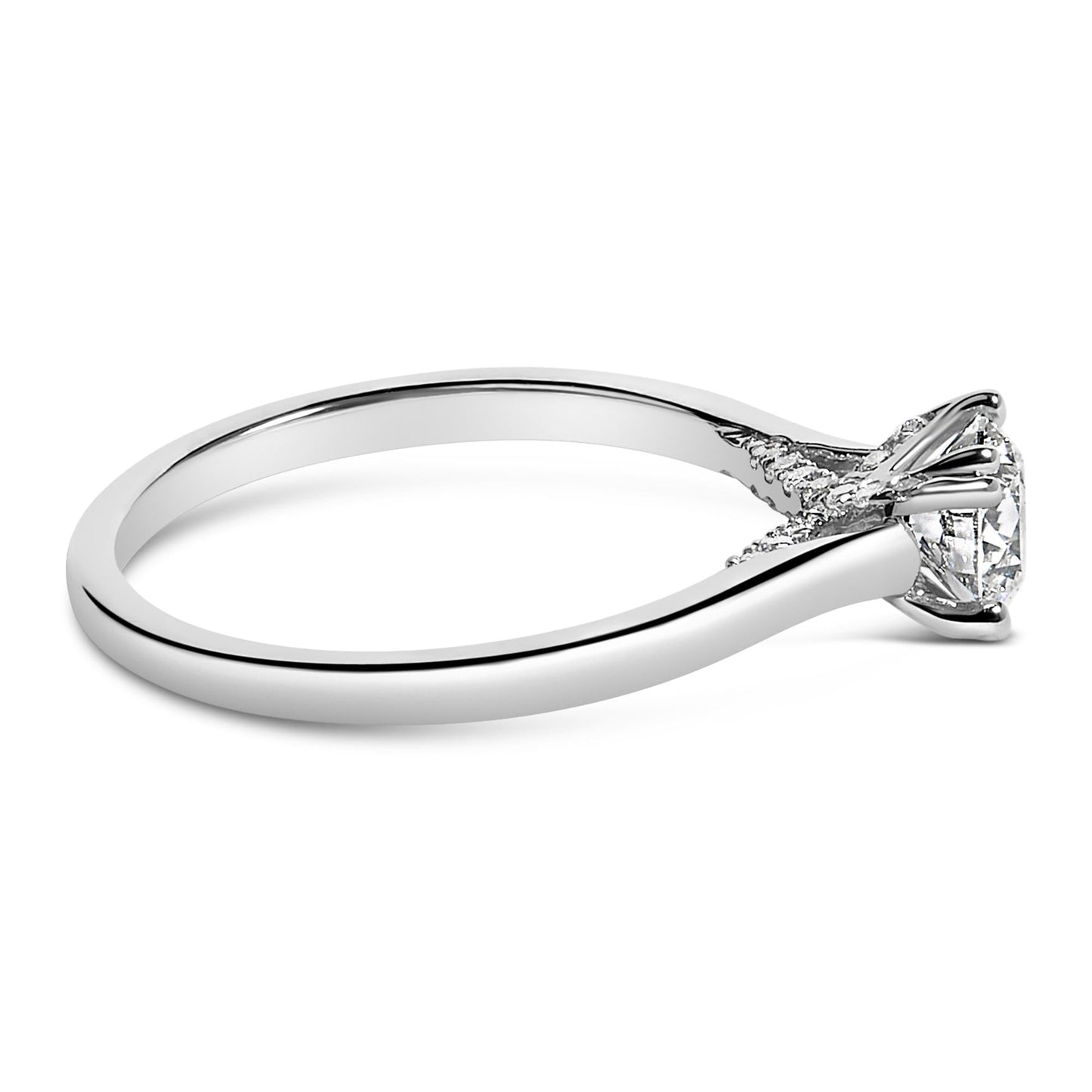 14K White Gold 7/8 Cttw Lab Grown Diamond Solitaire Cathedral Style Engagement Ring (F-G Color, VS1-VS2 Clarity)