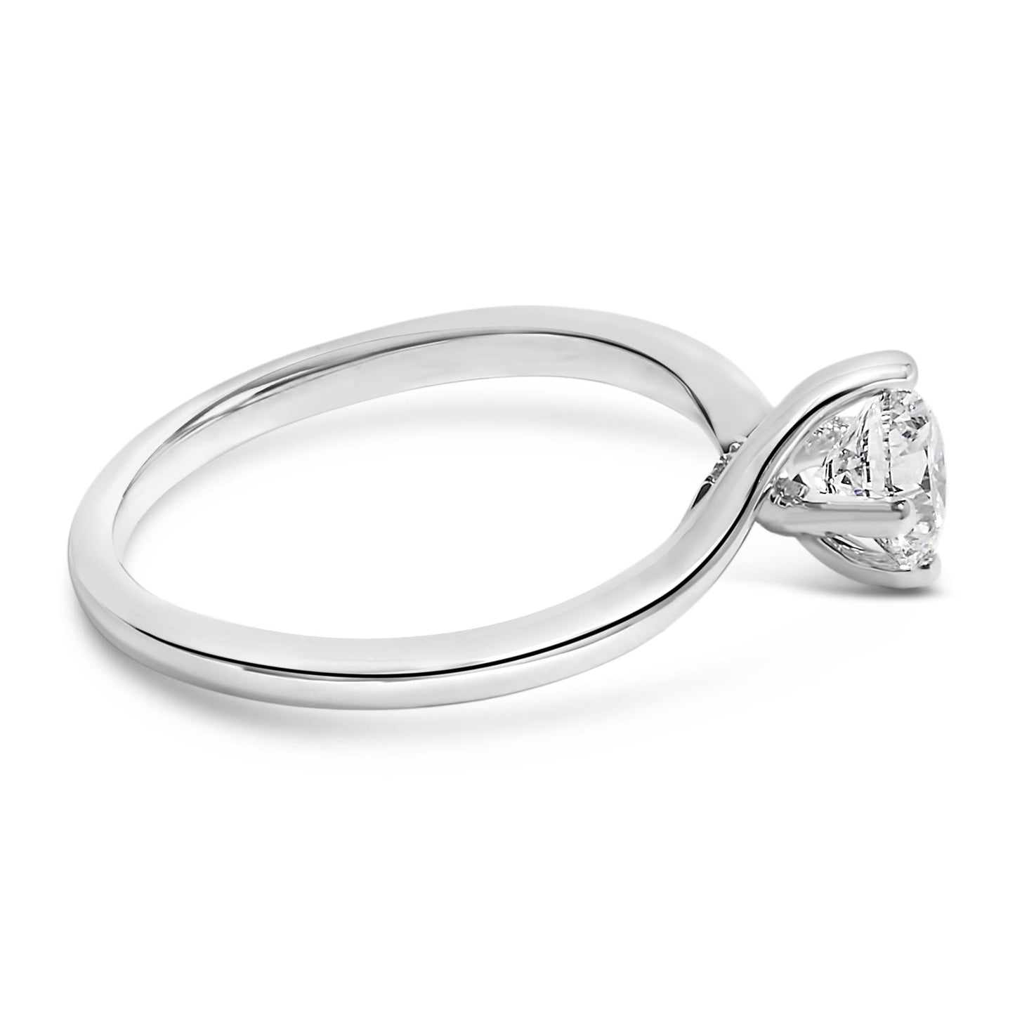 14K White Gold 4/5 Cttw Round Lab Grown Diamond Bypass Solitaire Engagement Ring (F-G Color, VS1-VS2 Clarity)