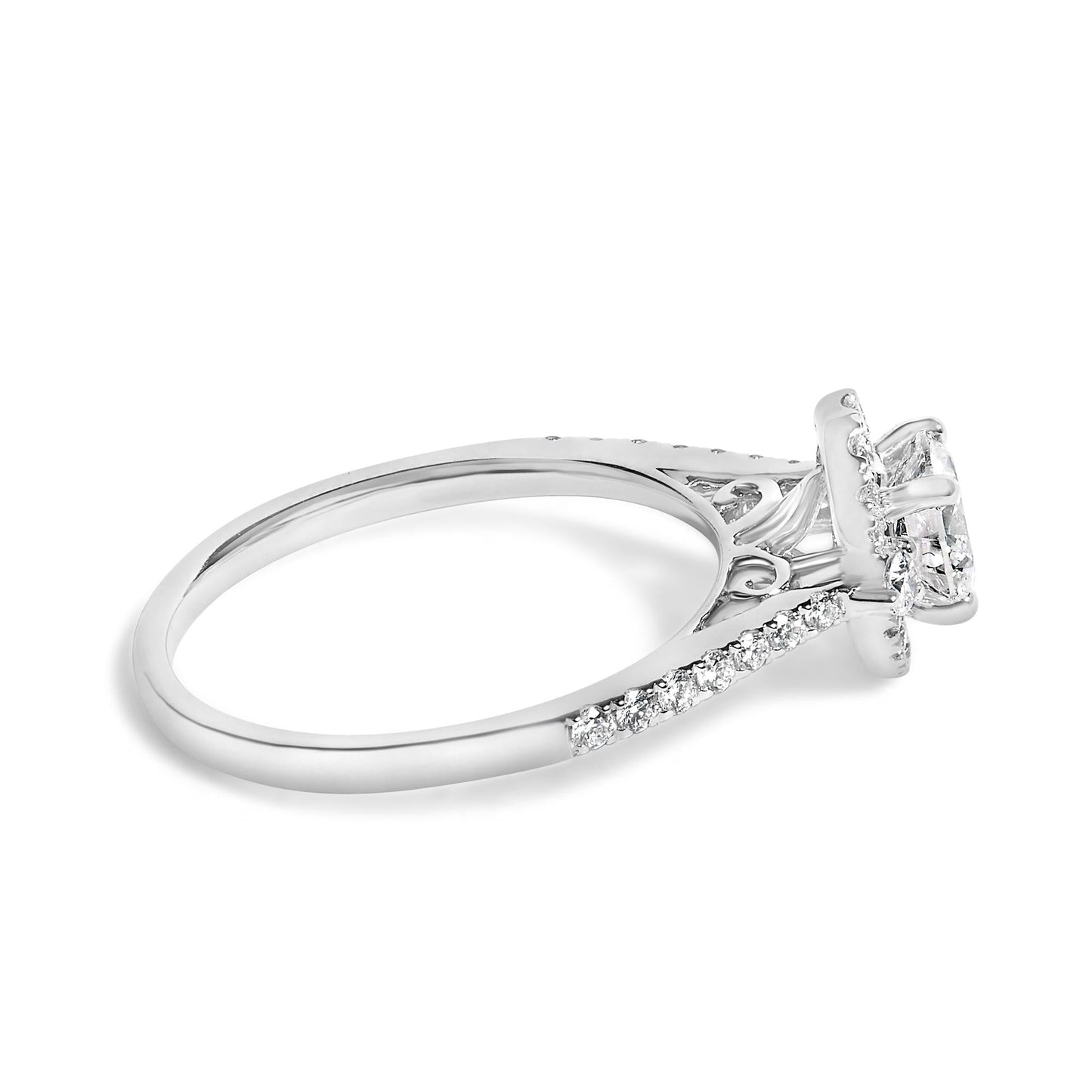 14K White Gold 1.00 Cttw Lab-Grown Diamond Oval Shaped Halo Engagement Ring (F-G Color, VS1-VS2 Clarity)