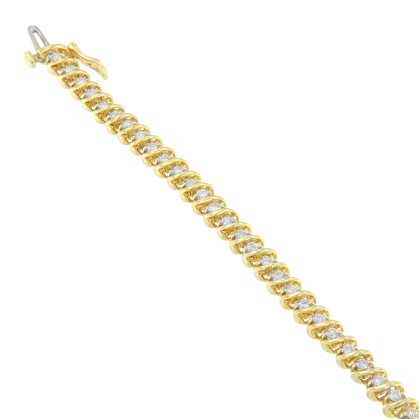 14K Yellow Gold Round Cut Bonded Diamond Bracelet (2 cttw, I-J Color, I1-I2 Clarity)