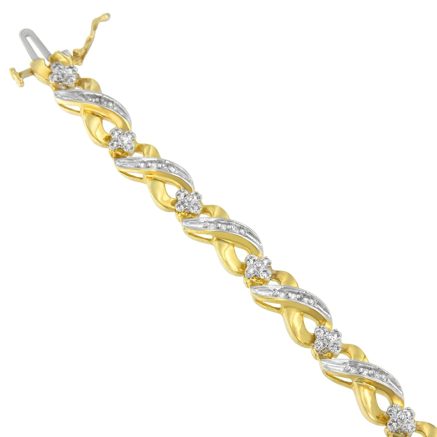 10K Yellow Gold Round Cut Diamond Infinite Love Bracelet (0.75 cttw, I-J Color, I1-I2 Clarity)