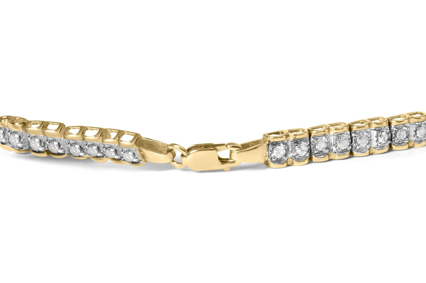 10K Yellow Gold 1.00 Cttw Round-Cut Diamond Link Bracelet (I-J Color, I3-Promo Clarity) - Size 7"