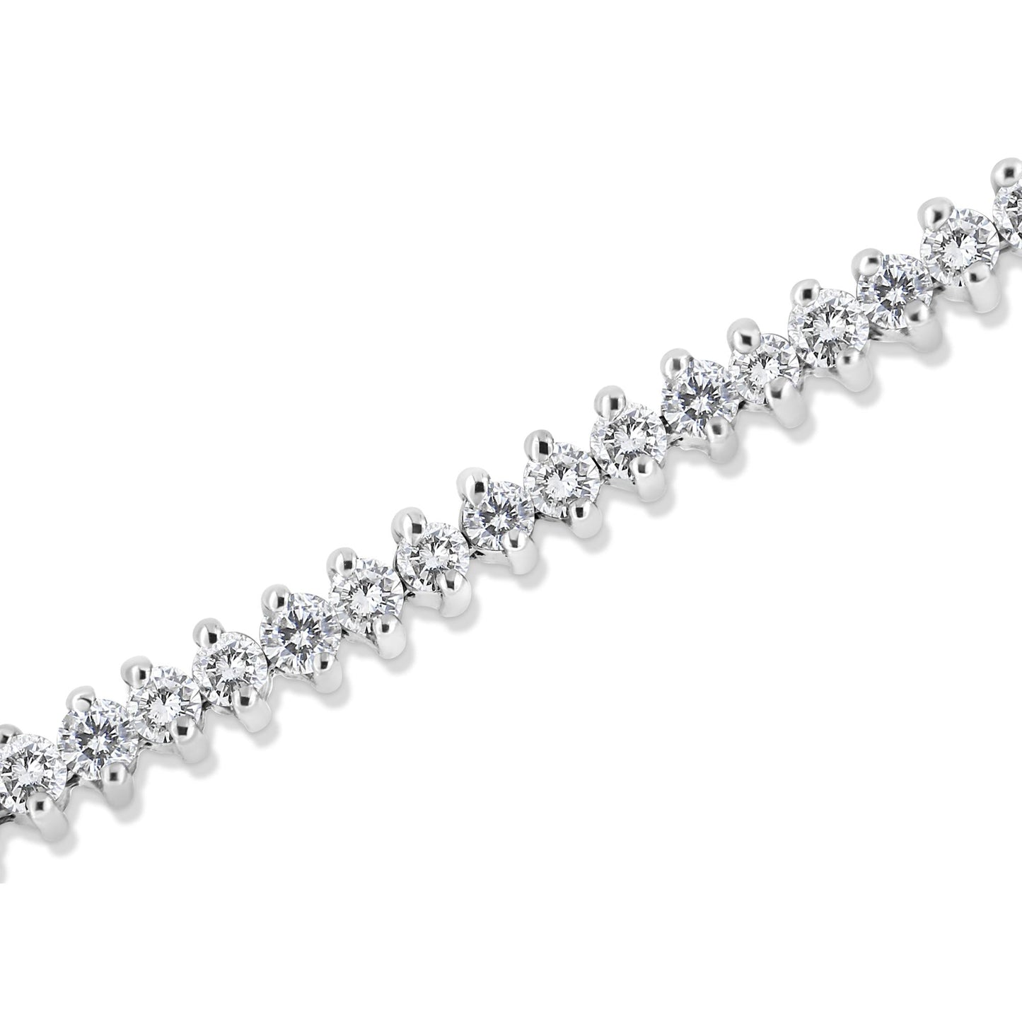 18K White Gold 3.00 Cttw 2 Prong Set Round Brilliant Diamond Link Tennis Bracelet (H-I Color, I2-I3 Clarity) - 7"