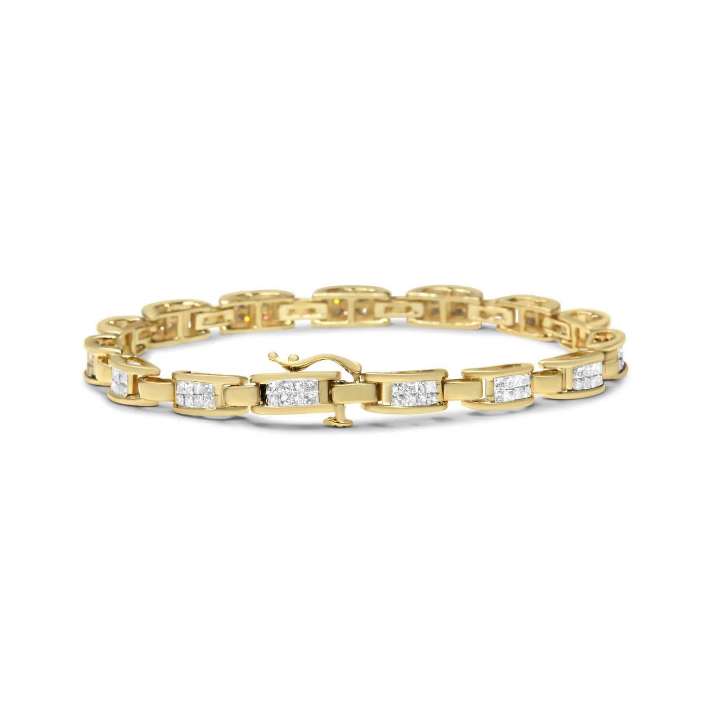 14K Yellow Gold Princess-Cut Diamond Links of Love Bracelet (2.00 cttw, H-I Color, SI2-I1 Clarity)