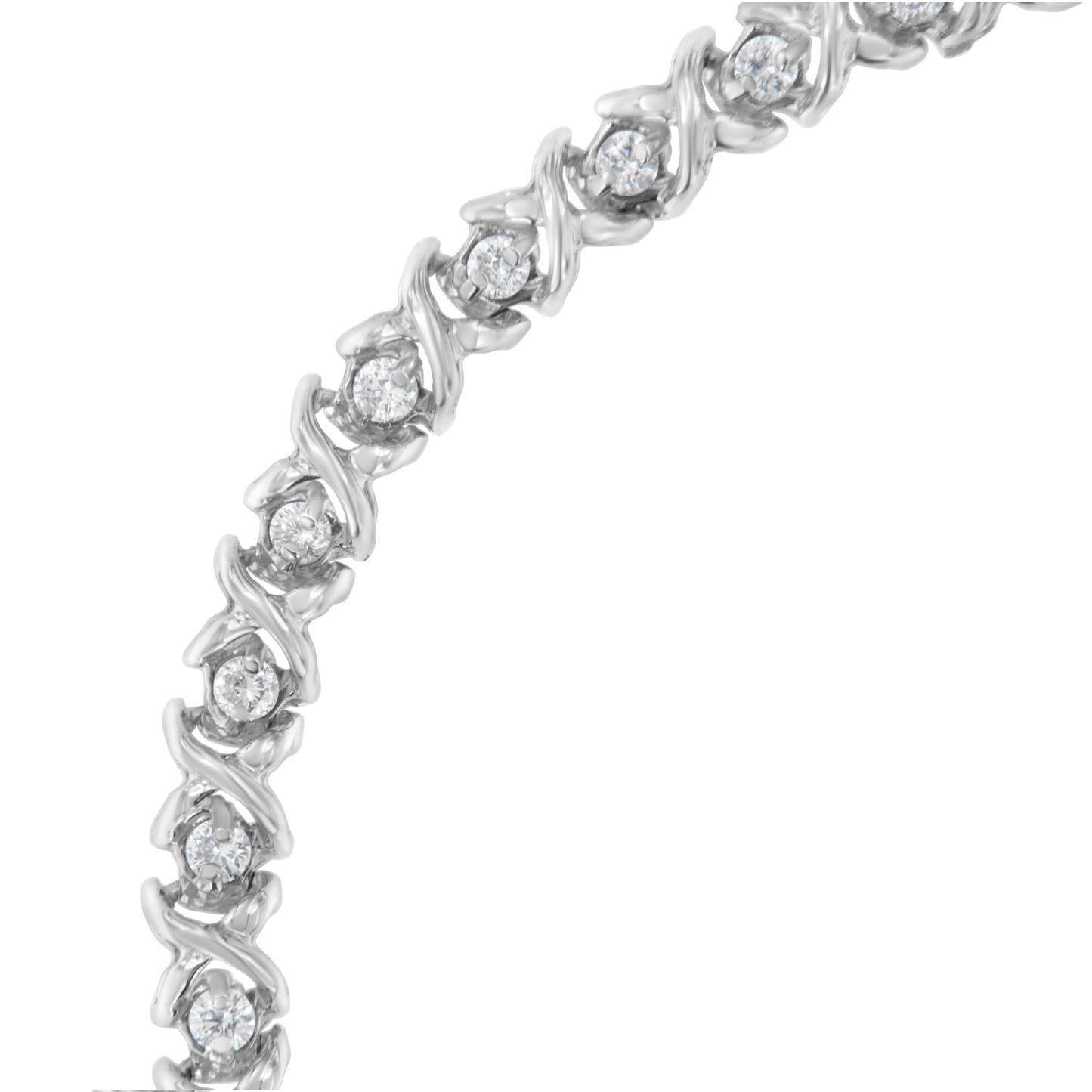 18K White Gold Round Cut Diamond Wrapped in Love Bracelet (1.00 cttw, H-I Color, I1-I2 Clarity)