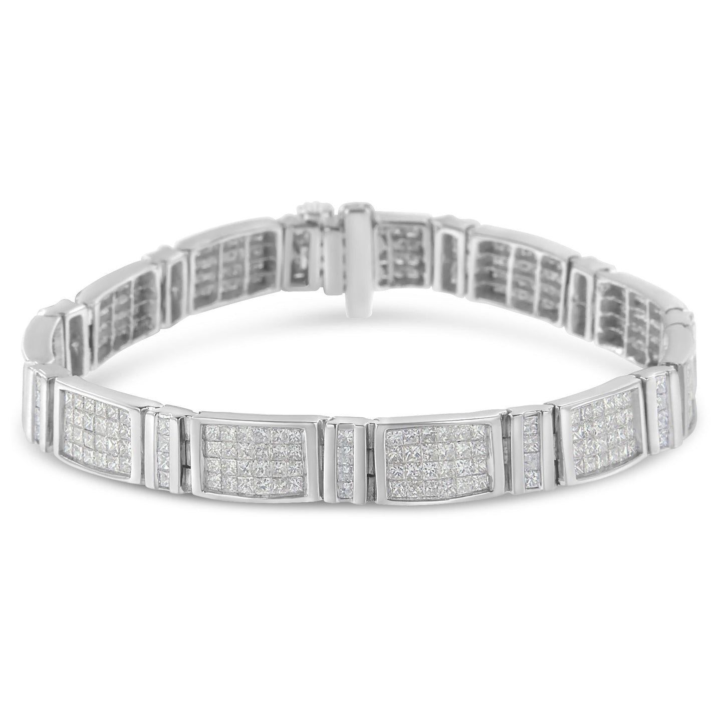 14K White Gold 7.0 Cttw Princess Cut Diamond 7" Alternating Vertical and Horizontal Rectangular Link Tennis Bracelet (H-I Color, SI2-I1 Clarity)