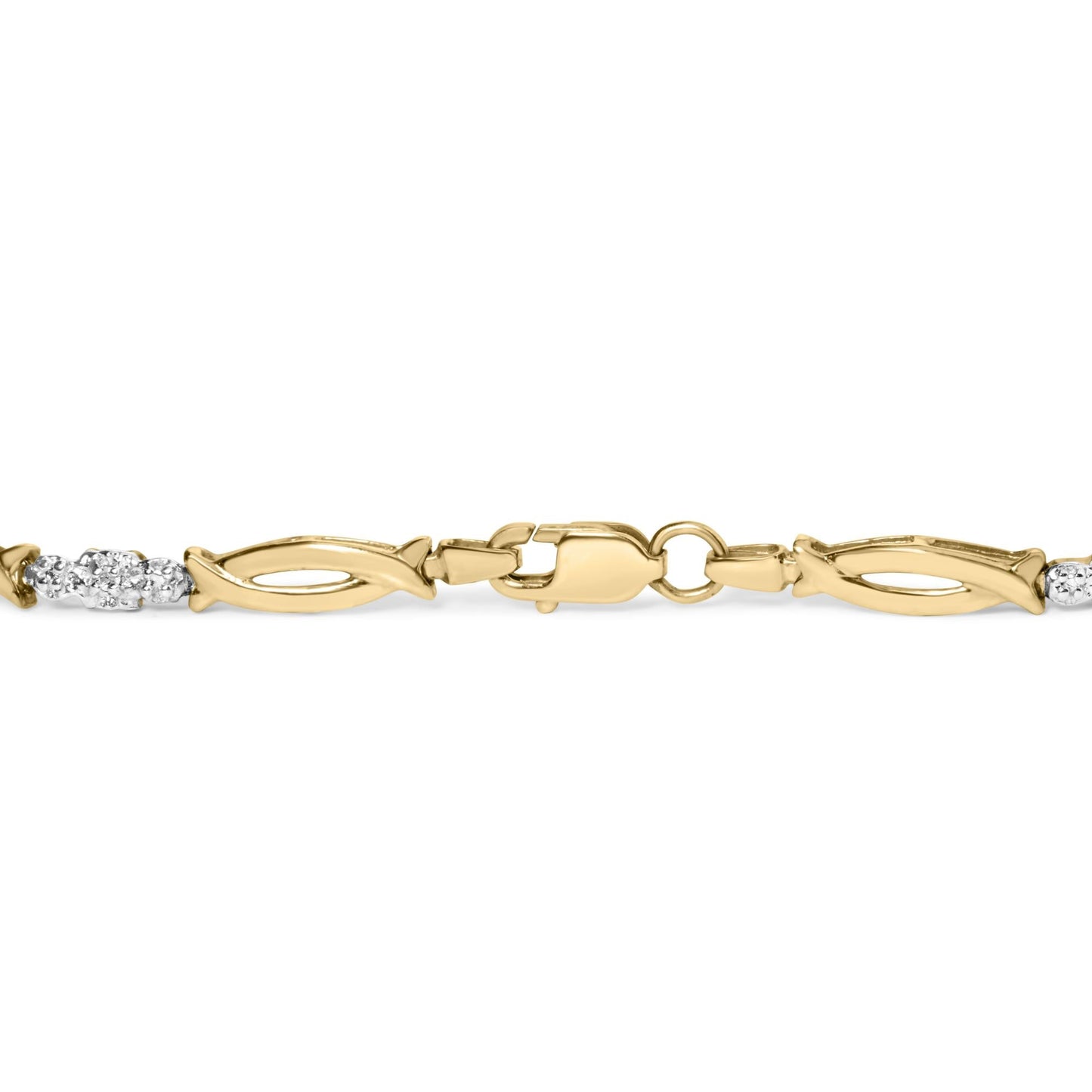 10K Yellow Gold Round Cut Diamond Open Link Bracelet (0.06 cttw, I-J Color, I2-I3 Clarity)