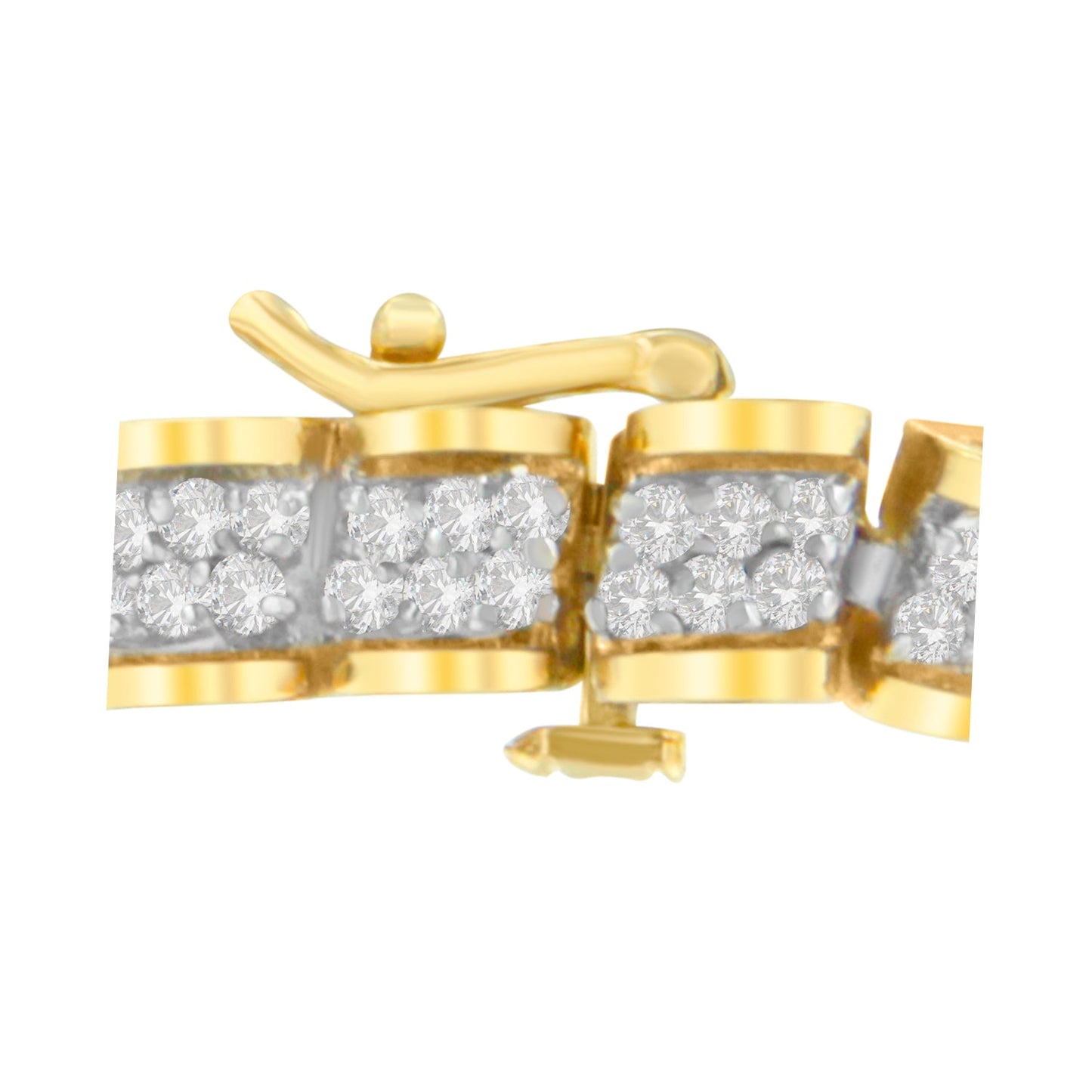 10K Yellow Gold Round Cut Diamond Diagonal Link Bracelet (2.00 cttw, I-J Color, I3 Clarity)